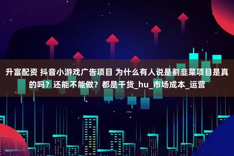 升富配资 抖音小游戏广告项目 为什么有人说是割韭菜项目是真的吗？还能不能做？都是干货_hu_市场成本_运营