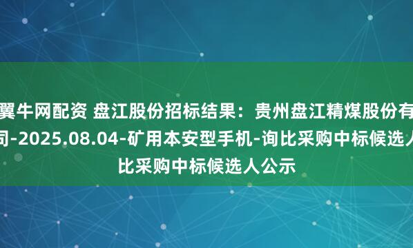 翼牛网配资 盘江股份招标结果：贵州盘江精煤股份有限公司-2025.08.04-矿用本安型手机-询比采购中标候选人公示